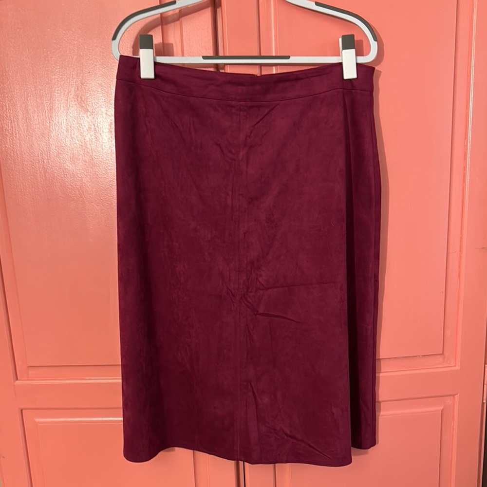 Burgundy Knee-length velvet Skirt L